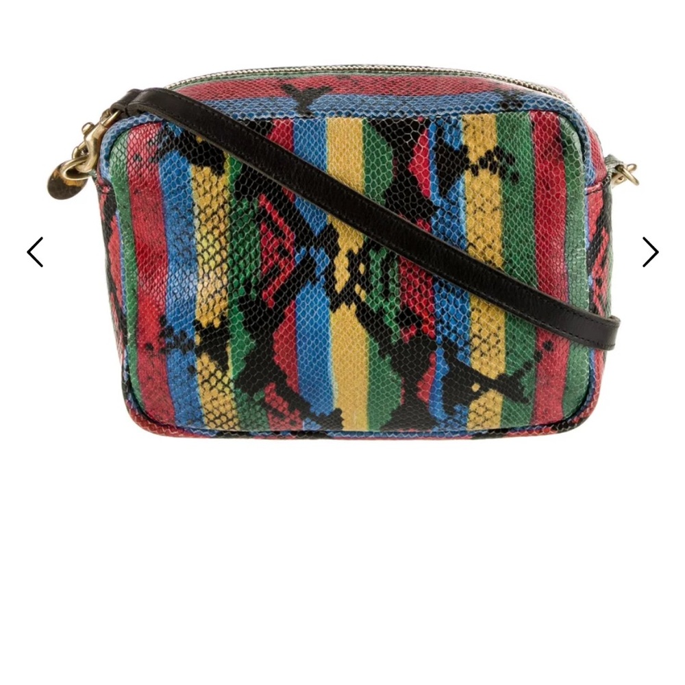 Clare V. Multicolor Striped Snakeskin -Texture Crossbody Bag